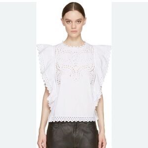 Marant Etoile Women's White Cotton Leaza Blouse Top Button Down Shirt Size 42